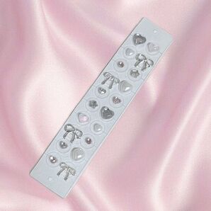 耳ツボジュエリー 耳つぼジュエリー リボン ピンク シルバー 韓国 健康 20粒 ステンレス製