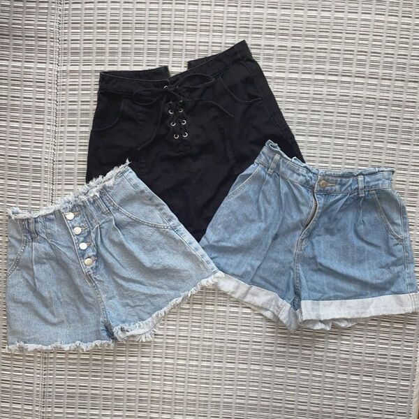 ハニーズ レディース ミニスカート ショートパンツ 短パン S~M 3点セット デニム