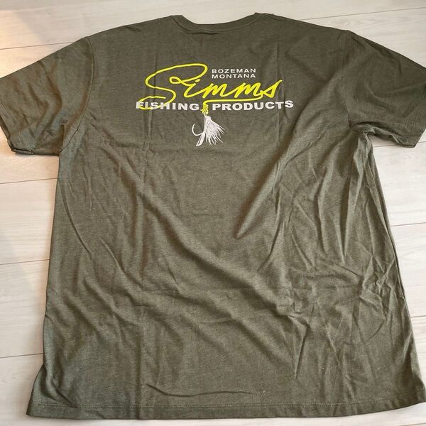 シムス Tシャツ 半袖 SCRIPT LINE T-shirt ミリタリーヘザー Lサイズ ★ SIMMS スクリプト ライン