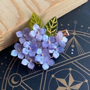 【新色】紫陽花のヘアクリップ ダークパープルxブルーグラデーション