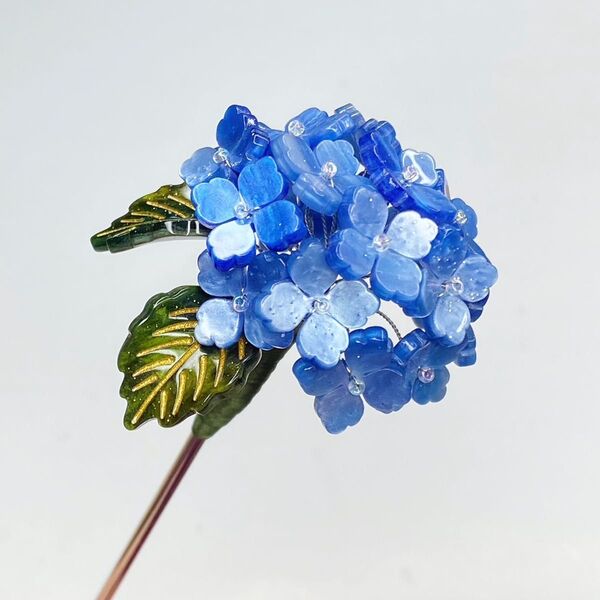 【数量限定】紫陽花の一本かんざし 濃い青グラデーション