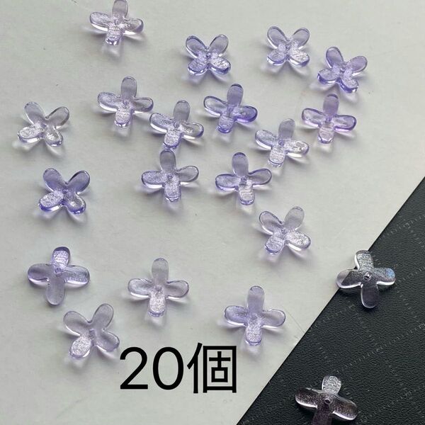紫陽花パーツ ガラス製花びらビーズ 20個入り グラデーション青色