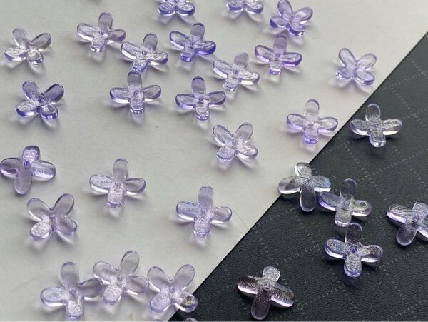 紫陽花パーツ ガラス製花びらビーズ 30個入り グラデーション青色