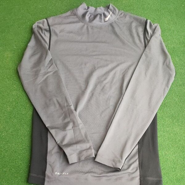 ナイキゴルフ NIKE DRI-FIT 長袖シャツ グレー ブラック インナー用シャツ Lサイズ