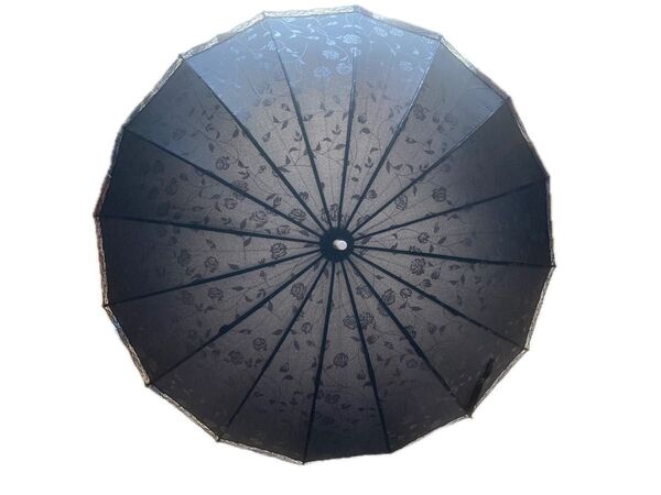 薔薇とレース柄の傘 ブラック(晴雨兼用)