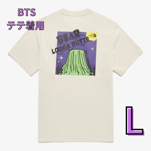 新品 BTS テテ V 着用 韓国限定 ノースフェイス Tシャツ クリーム Lサイズ