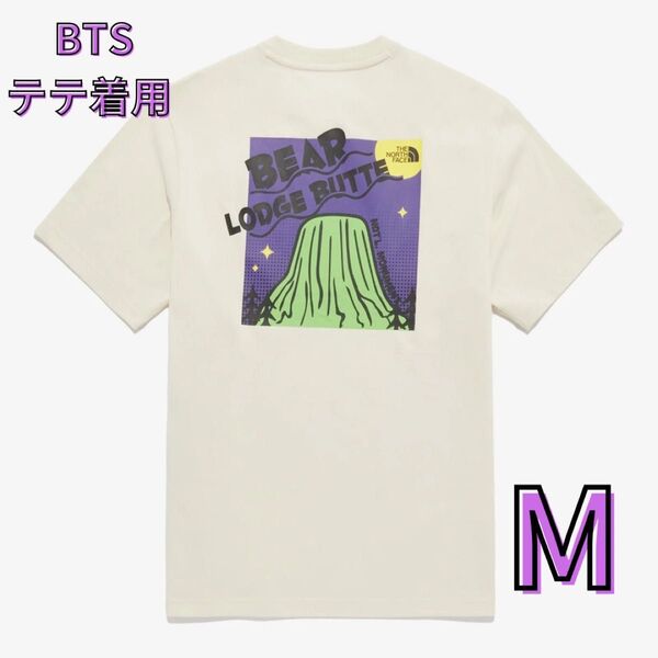 韓国限定 ノースフェイス BTS テテ V 着用モデル Tシャツ ベージュ Mサイズ Tシャツ 半袖 新品未使用