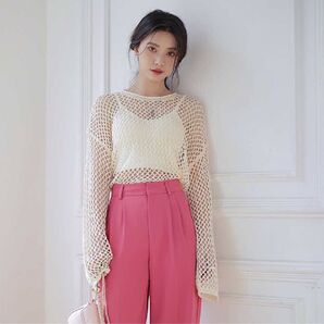 【新品未使用】【タグ付】COCOMOMO メッシュニット アイボリー