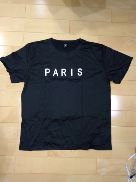 新品未使用 パリ ロゴ メッセージTシャツ XXL 3L 速乾 ブラック 黒 オーバーサイズ