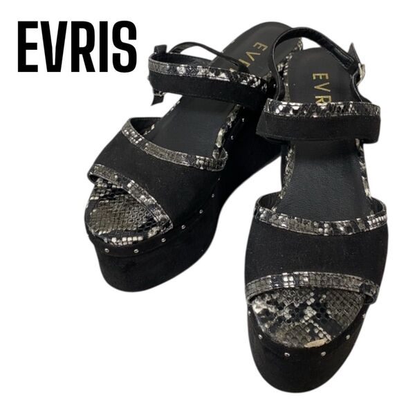 EVRIS ミュール サンダル 厚底 ブラック M 23.5cm スタッズ DOLCE