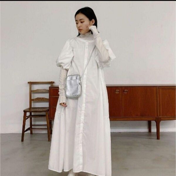 美品★ヴァニーユー マルソデ2WAYシャツワンピース 半袖 バルーンスリーブ ワンピース