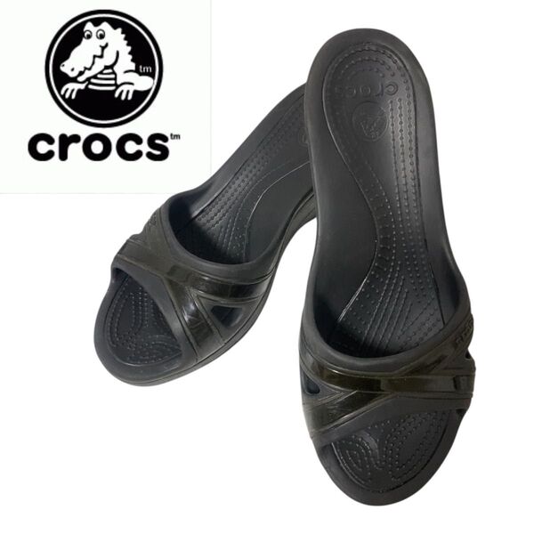 美品★クロックス CROCS サンダル アリスワーク W8 24cm ブラック シューズ ヒール