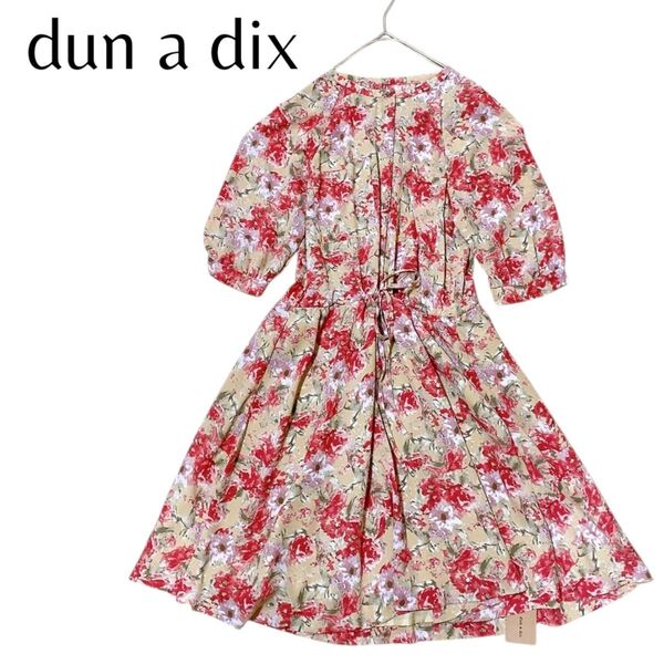 新品未使用タグ付★d'un a dix アナディス 花柄ワンピース M ワンピース 長袖 フレアワンピース シフォンワンピース