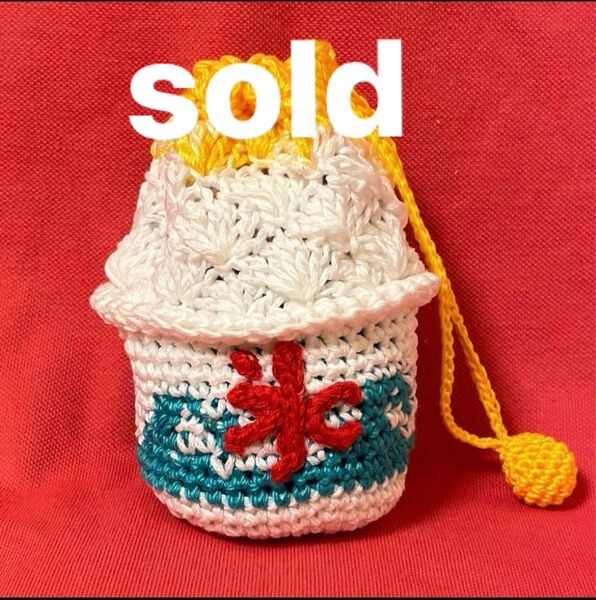 ハンドメイド かぎ編み ミニペットボトルカバー ミニ巾着 小物入れ ポーチ ミニバッグ