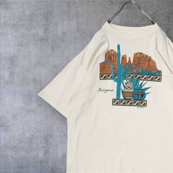 90s USA製 シングルステッチ アート Tシャツ スーベニア 風景 XXL ビンテージ 古着 vintage ヴィンテージ