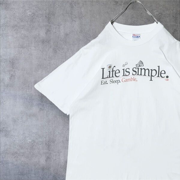 90s USA製 メッセージ アート Tシャツ XXL 白 Hanes シングルステッチ 芸術 古着 vintage ビンテージ