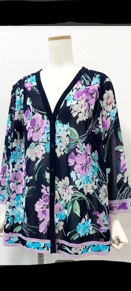 LEONARD花柄シースルーカーディガン