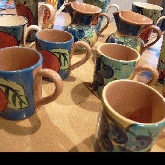 イタリア製 ハンドメイド 陶器マグカップ 13個、ピッチャー 2個セット