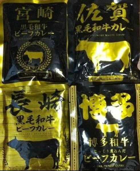 九州ご当地レトルトカレー 4種類 佐賀 宮崎 博多 長崎 保存食 非常食にも アウトドアにも