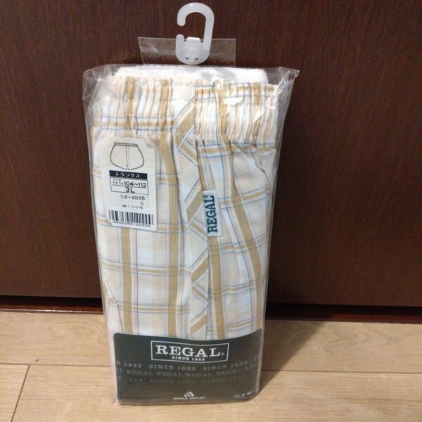 新品 REGAL トランクス メンズ 3L チェック ベージュ 大きいサイズ 綿100 パンツ