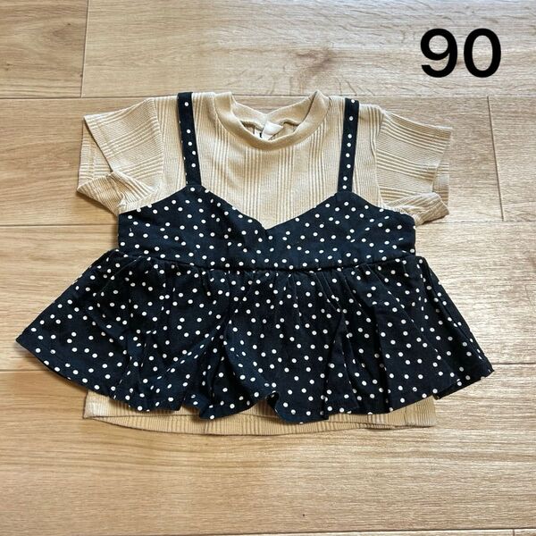 BREEZE ブリーズ キッズ 子供服 女の子 90cm トップス 水玉 ドット柄 半袖 Tシャツ 保育園着 可愛い