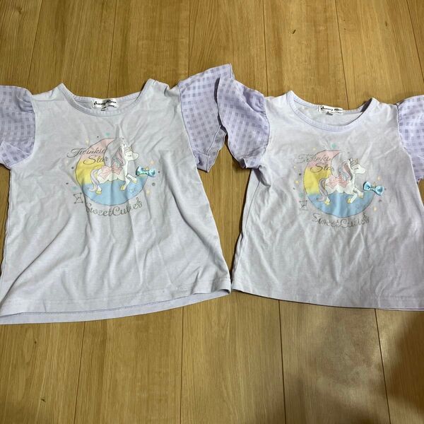 姉妹お揃い ユニコーン 半袖Tシャツ 120.130㎝