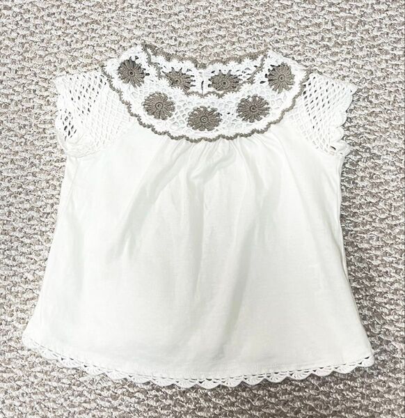 べべ BeBe レース Tシャツ カットソー 80 ホワイト