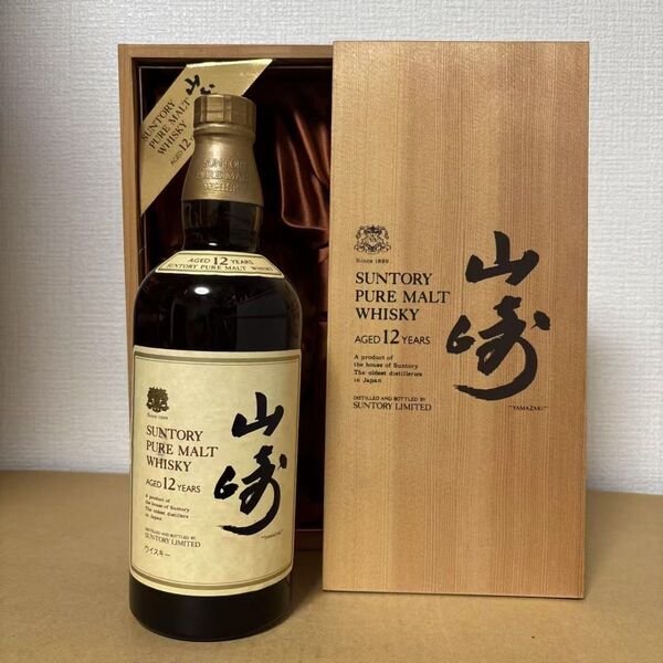 サントリー ピュアモルト ウイスキー 山崎12年 向獅子 木箱付 SUNTORY WHISKY YAMAZAKI 古酒未開封(1)