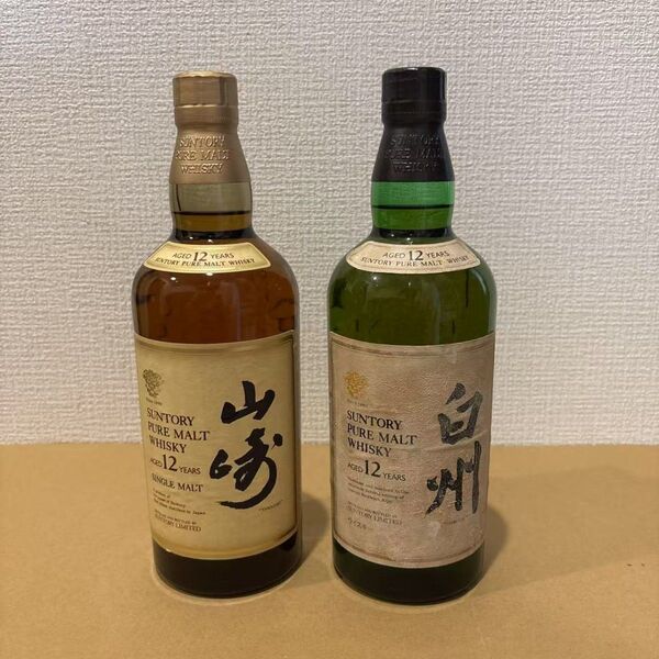 サントリーピュアモルトウイスキー 山崎12年&白州12年 750ml、2点セット 未開封 SUNTORY 古酒