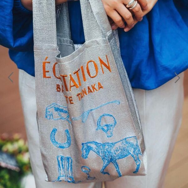 【新品】 SALON adam et rop 刺繍トートバッグ シルバー