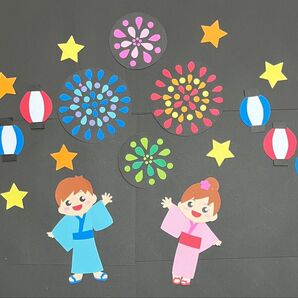 7月8月 夏壁面飾り② 花火大会!!夏祭り!