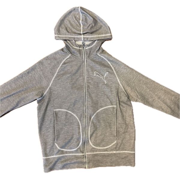 PUMA ジップアップパーカー L グレー レディース