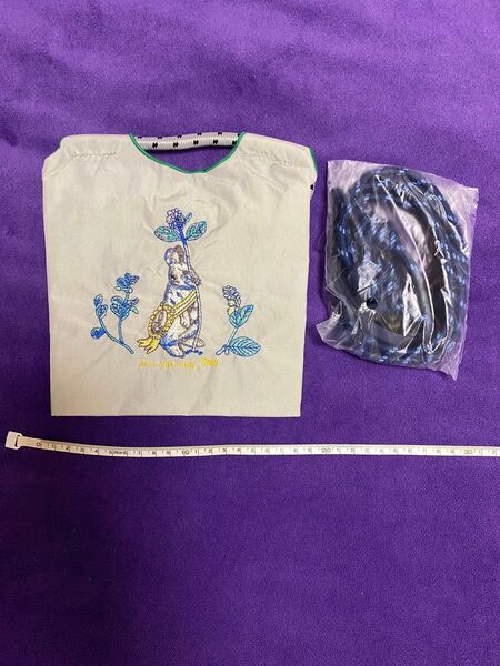 【新品】2way ナイロン 刺繍うさぎ柄 ショルダーバッグ ナイロントートバッグ お散歩バッグ Sサイズ