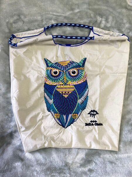 【新品】2way ナイロン 刺繍フクロウ柄 ショルダーバッグ ナイロントートバッグ お散歩バッグ Mサイズ