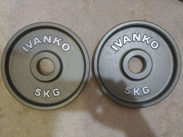 ①オリンピック アイアン プレート IVANKO 5kg 50mm トレーニング バーベル ダンベル