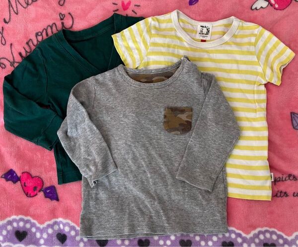 90サイズ トップス 3点セット 半袖Tシャツ カーディガン アーバンリサーチドアーズ ユニクロ ボーダー カモフラ 迷彩