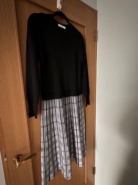 LOWRYS FARM ドッキングワンピース ニット チェック M