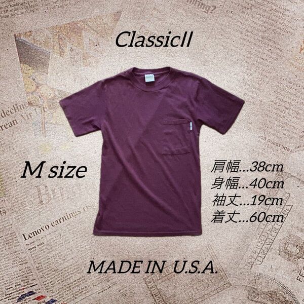 MADE IN USA 米国製 Tシャツ 半袖Tシャツ 無地 胸ポケット M size 男女兼用 ユニセックス