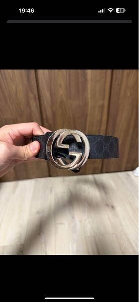 GUCCI ベルト GGキャンバス ブラック シルバー金具
