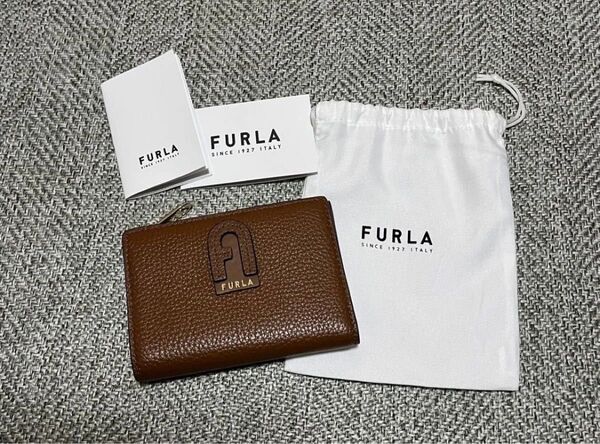 【極美品】FURLA ダフネエスバイフォールド ブラウン 二つ折り財布 レザー