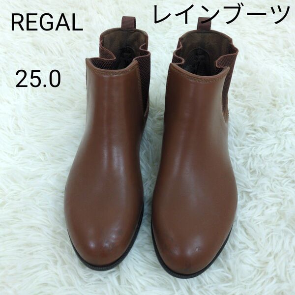 REGAL メンズ レインブーツ サイドゴアブーツ 25.0 ブラウン