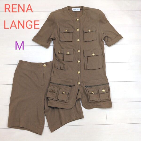 RENA LANGE レナランゲ 昭和レトロ バブリースーツ 金ボタン17個使用 Mサイズ 綿100%