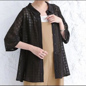 新品!オシャレウォーカーチェック柄シアーシャツ ブラウス