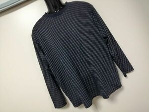 kkyj3844 ■ Clothing ■ パジャマ トップス ルームウェア ナイトウェア スウェット 上のみ 長袖 ボーダー ダークネイビー 濃紺 L