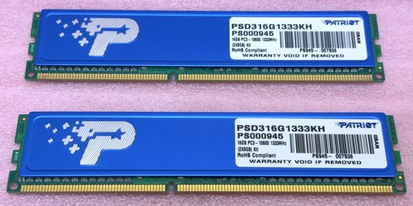 Patriot PSD316G1333KH■PC3-10600U/DDR3-1333 240Pin UDIMM 16GB@8GB