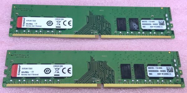 Kingston KVR24N17S8/8 2枚★PC4-19200/DDR4-2400 DDR4 UDIMM 16GB@8GB