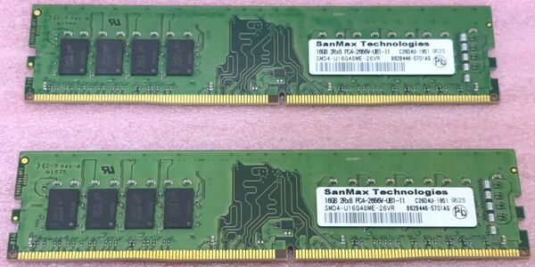 SanMax SMD4-U16G48ME-26VR 2枚★PC4-21300/DDR4-2666 UDIMM 32GB@16GB