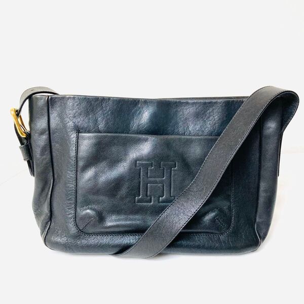 HIROFU ヒロフ 本革レザー ワンショルダー ショルダーバッグ ロゴ型押し イタリア製
