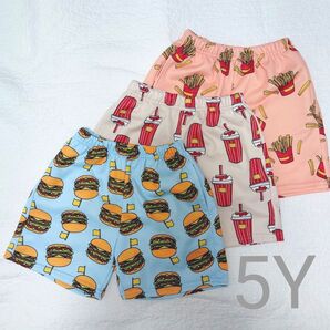 SHEIN キッズ ショートパンツ 3枚セット ハンバーガー ポテト ドリンク 5Y 110