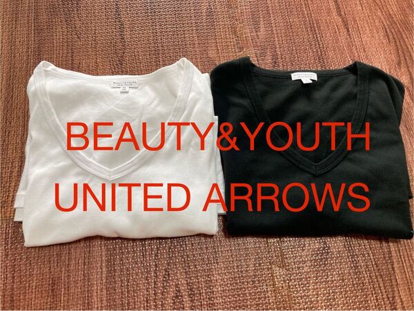 BEAUTY&YOUTH UNITED ARROWS Vネック カットソー 白黒